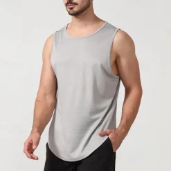 Men's T shirt Hiking Vest Sleeveless Crew Neck Tank Top Sleeveless Shirt Vest Top Outdoor Quick Dry Soft Sweat wicking Polyester Black White Navy Blue Climbing Camping / Hiking / Caving Traveling