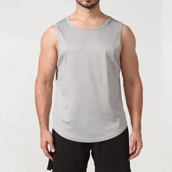 Men's T shirt Hiking Vest Sleeveless Crew Neck Tank Top Sleeveless Shirt Vest Top Outdoor Quick Dry Soft Sweat wicking Polyester Black White Navy Blue Climbing Camping / Hiking / Caving Traveling