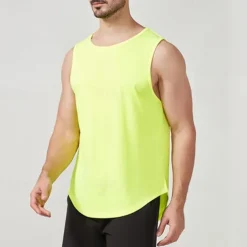 Men's T shirt Hiking Vest Sleeveless Crew Neck Tank Top Sleeveless Shirt Vest Top Outdoor Quick Dry Soft Sweat wicking Polyester Black Orange Green Climbing Camping / Hiking / Caving Traveling