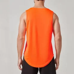 Men's T shirt Hiking Vest Sleeveless Crew Neck Tank Top Sleeveless Shirt Vest Top Outdoor Quick Dry Soft Sweat wicking Polyester Black Orange Green Climbing Camping / Hiking / Caving Traveling