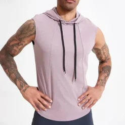 Men's T shirt Hiking Vest Sleeveless Hooded Tank Top Sleeveless Shirt Vest Top Outdoor Quick Dry Soft Sweat wicking Polyester Black White Purple Climbing Camping / Hiking / Caving Traveling