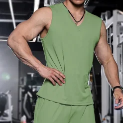 Men's T shirt Hiking Vest Sleeveless V Neck Tank Top Sleeveless Shirt Vest Top Outdoor Quick Dry Soft Sweat wicking Polyester Black Green Apricot Climbing Camping / Hiking / Caving Traveling