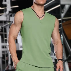 Men's T shirt Hiking Vest Sleeveless V Neck Tank Top Sleeveless Shirt Vest Top Outdoor Quick Dry Soft Sweat wicking Polyester Black Green Apricot Climbing Camping / Hiking / Caving Traveling