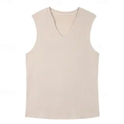 Men's T shirt Hiking Vest Sleeveless V Neck Tank Top Sleeveless Shirt Vest Top Outdoor Quick Dry Soft Sweat wicking Polyester Black Green Apricot Climbing Camping / Hiking / Caving Traveling