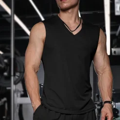 Men's T shirt Hiking Vest Sleeveless V Neck Tank Top Sleeveless Shirt Vest Top Outdoor Quick Dry Soft Sweat wicking Polyester Black Green Apricot Climbing Camping / Hiking / Caving Traveling