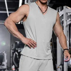 Men's T shirt Hiking Vest Sleeveless V Neck Tank Top Sleeveless Shirt Vest Top Outdoor Quick Dry Soft Sweat wicking Polyester Black Green Apricot Climbing Camping / Hiking / Caving Traveling