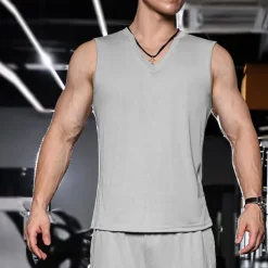 Men's T shirt Hiking Vest Sleeveless V Neck Tank Top Sleeveless Shirt Vest Top Outdoor Quick Dry Soft Sweat wicking Polyester Black Green Apricot Climbing Camping / Hiking / Caving Traveling