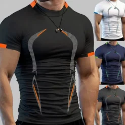 Men's T Shirt Moisture Wicking Shirts Short Sleeve Round Neck Spring, Fall, Winter, Summer Plain Muscle Athleisure Comfortable Sports Fitness Running Black White Navy Blue Top Tee for Men