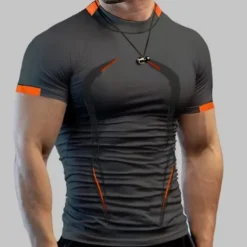 Men's T Shirt Moisture Wicking Shirts Short Sleeve Round Neck Spring, Fall, Winter, Summer Plain Muscle Athleisure Comfortable Sports Fitness Running Black White Navy Blue Top Tee for Men