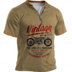 Men's T shirt Motorcycle Clothing Apparel 3D Print Street Daily Short Sleeve Polyester Vintage Cool
