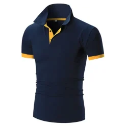 Men's T Shirt Polo Shirts Street Casual Turndown Short Sleeve Casual Soft Solid Color Plain Spring, Fall, Winter, Summer Regular Fit Apple Green Golden yellow Lake blue Black White Pink T Shirt