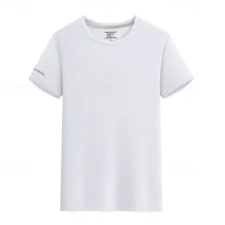 Men's T shirt Short Sleeve Crew Neck Tee Tshirt Muscle T-Shirt Short Sleeve Shirt Outdoor Quick Dry Workout Soft Sweat wicking Spandex Black White Blue Gym Climbing Camping / Hiking / Caving