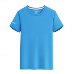 Men's T shirt Short Sleeve Crew Neck Tee Tshirt Muscle T-Shirt Short Sleeve Shirt Outdoor Quick Dry Workout Soft Sweat wicking Spandex Black White Blue Gym Climbing Camping / Hiking / Caving