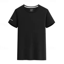 Men's T shirt Short Sleeve Crew Neck Tee Tshirt Muscle T-Shirt Short Sleeve Shirt Outdoor Quick Dry Workout Soft Sweat wicking Spandex Black White Blue Gym Climbing Camping / Hiking / Caving