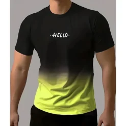 Men's T shirt Short Sleeve Crew Neck Tee Tshirt Muscle T-Shirt Short Sleeve Shirt Outdoor Quick Dry Workout Soft Sweat wicking Polyester Patchwork Blue Green Gym Climbing Camping / Hiking / Caving