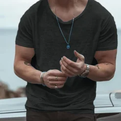 Men's T Shirt Short Sleeve Crew Neck Summer Plain Fashion Classic Comfortable Crewneck Street Casual Sports Black White Blue Top Tee for Men