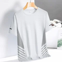 Men's T shirt Short Sleeve Crew Neck Tee Tshirt Muscle T-Shirt Short Sleeve Shirt Outdoor Quick Dry Workout Soft Polyester Patchwork Black White Royal Blue Gym Climbing Camping / Hiking / Caving