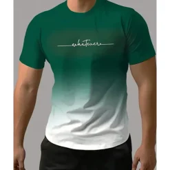 Men's T shirt Short Sleeve Crew Neck Tee Tshirt Muscle T-Shirt Short Sleeve Shirt Outdoor Quick Dry Workout Soft Sweat wicking Polyester Patchwork Yellow Orange Green Gym Climbing Camping / Hiking