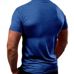 Men's T shirt Short Sleeve Crew Neck Tee Tshirt Muscle T-Shirt Short Sleeve Shirt Outdoor Quick Dry Workout Soft Sweat wicking Polyester Black White Navy Blue Gym Climbing Camping / Hiking / Caving