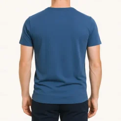 Men's T Shirt Short Sleeve V Neck Summer All Seasons Solid Color Daily Casual Daily Casual Pocket V Neck Vacation Causal Casual Light Blue Black White Top Tee for Men