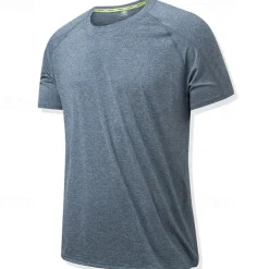 Men's T Shirt Short Sleeve Crew Neck Summer Solid Color Sports Sports & Outdoors Quick Dry Outdoor Sports & Outdoor Athletic Dark Gray Pink Blue Top Tee for Men