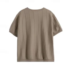 Men's T Shirt Short Sleeve Crew Neck Summer Spring Vertical Stripes Knitwear Elegant Vacation Knitting School Vacation Home Dark Red Black White Top Tee for Men