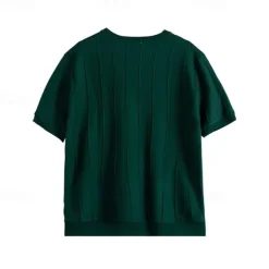 Men's T Shirt Short Sleeve Crew Neck Summer Spring Vertical Stripes Knitwear Elegant Vacation Knitting School Vacation Home Dark Red Black White Top Tee for Men