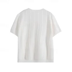 Men's T Shirt Short Sleeve Crew Neck Summer Spring Vertical Stripes Knitwear Elegant Vacation Knitting School Vacation Home Dark Red Black White Top Tee for Men