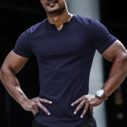 Men's T Shirt Short Sleeve V Neck Summer Plain Fashion Classic Comfortable Street Casual Sports Black White Pink Top Tee for Men