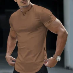 Men's T Shirt Short Sleeve V Neck Summer Plain Fashion Classic Comfortable Street Casual Sports Black White Pink Top Tee for Men