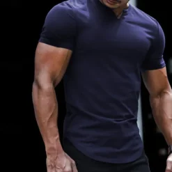 Men's T Shirt Short Sleeve V Neck Summer Plain Fashion Classic Comfortable Street Casual Sports Black White Pink Top Tee for Men