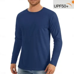 Men's T Shirt Sun Protection T-shirts Long Sleeve Crew Neck Summer Spring & Fall Solid Color Active Crewneck Outdoor Casual Athleisure Dark Grey Navy Black Top Tee for Men