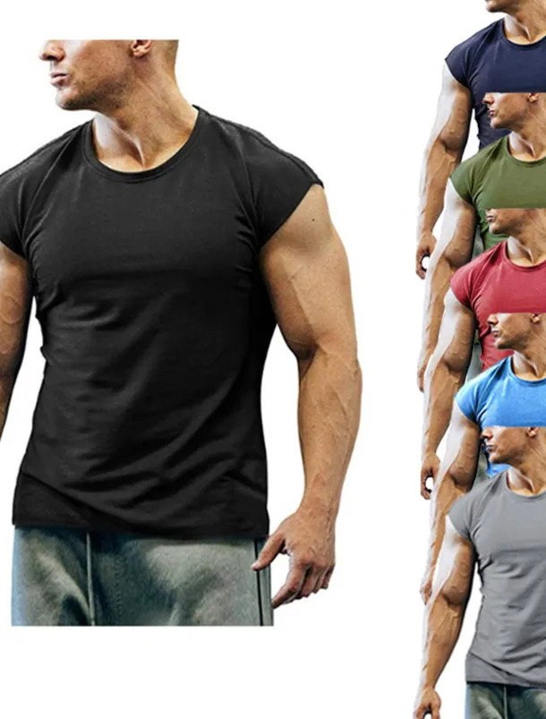Men's T Shirt Tank Top Moisture Wicking Shirts Sleeveless Crew Neck Summer Plain Sports Fashion Lightweight Vacation Casual Holiday Black White Army Green Top Tee for Men