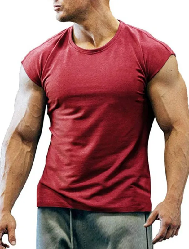 Men's T Shirt Tank Top Moisture Wicking Shirts Sleeveless Crew Neck Summer Plain Sports Fashion Lightweight Vacation Casual Holiday Black White Army Green Top Tee for Men