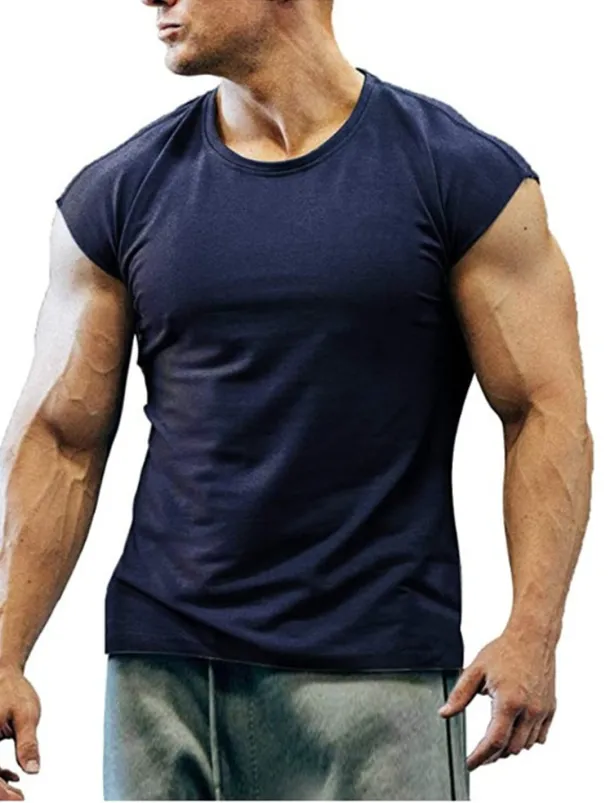 Men's T Shirt Tank Top Moisture Wicking Shirts Sleeveless Crew Neck Summer Plain Sports Fashion Lightweight Vacation Casual Holiday Black White Army Green Top Tee for Men