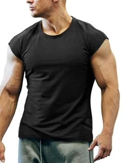 Men's T Shirt Tank Top Moisture Wicking Shirts Sleeveless Crew Neck Summer Plain Sports Fashion Lightweight Vacation Casual Holiday Black White Army Green Top Tee for Men