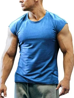 Men's T Shirt Tank Top Moisture Wicking Shirts Sleeveless Crew Neck Summer Plain Sports Fashion Lightweight Vacation Casual Holiday Black White Army Green Top Tee for Men