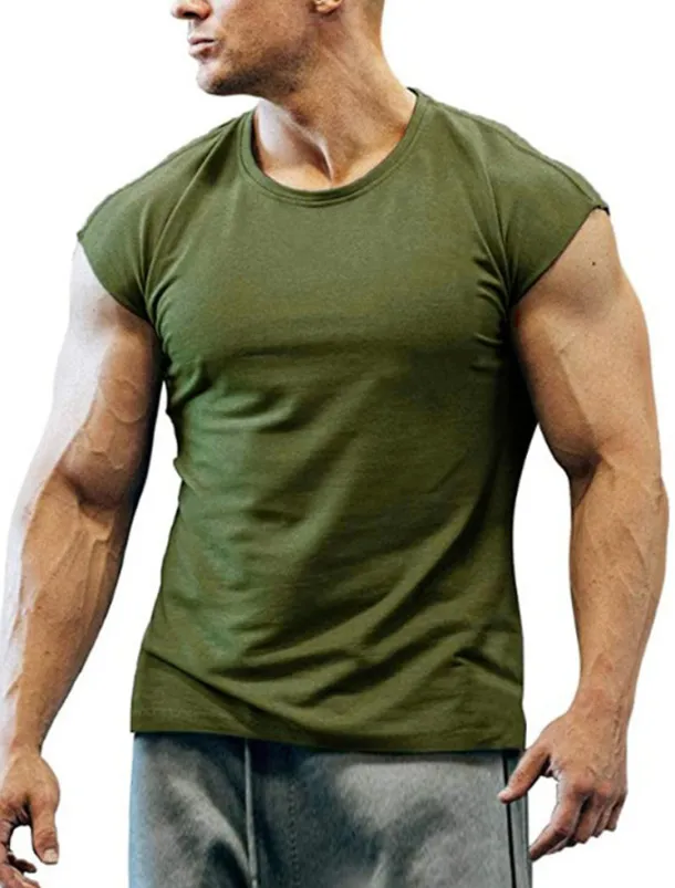 Men's T Shirt Tank Top Moisture Wicking Shirts Sleeveless Crew Neck Summer Plain Sports Fashion Lightweight Vacation Casual Holiday Black White Army Green Top Tee for Men