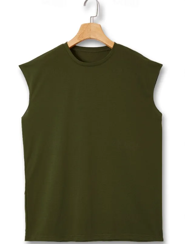 Men's T Shirt Tank Top Moisture Wicking Shirts Sleeveless Crew Neck Summer Plain Sports Fashion Lightweight Vacation Casual Holiday Black White Army Green Top Tee for Men