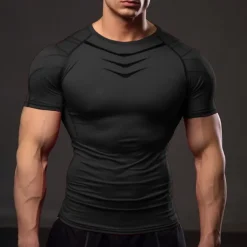 Men's T shirt Tee Gym Shirt Sports T-Shirt Crew Neck Short Sleeve Sports & Outdoor Vacation Casual Daily Gym Quick dry Breathable Plain Black Red Activewear Fashion Basic