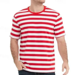 Men's T Shirt Tee Short Sleeve Shirt Tee Top Short Sleeve Crew Neck Spring & Summer Striped Fashion Designer Basic Vacation Street Going out Black Yellow Red Top Tee for Men