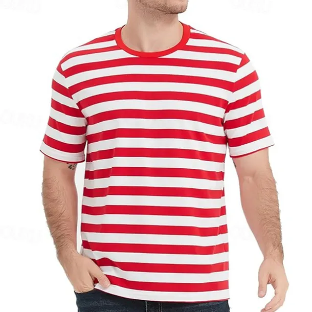 Men's T Shirt Tee Short Sleeve Shirt Tee Top Short Sleeve Crew Neck Spring & Summer Striped Fashion Designer Basic Vacation Street Going out Black Yellow Red Top Tee for Men