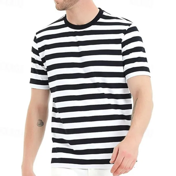 Men's T Shirt Tee Short Sleeve Shirt Tee Top Short Sleeve Crew Neck Spring & Summer Striped Fashion Designer Basic Vacation Street Going out Black Yellow Red Top Tee for Men