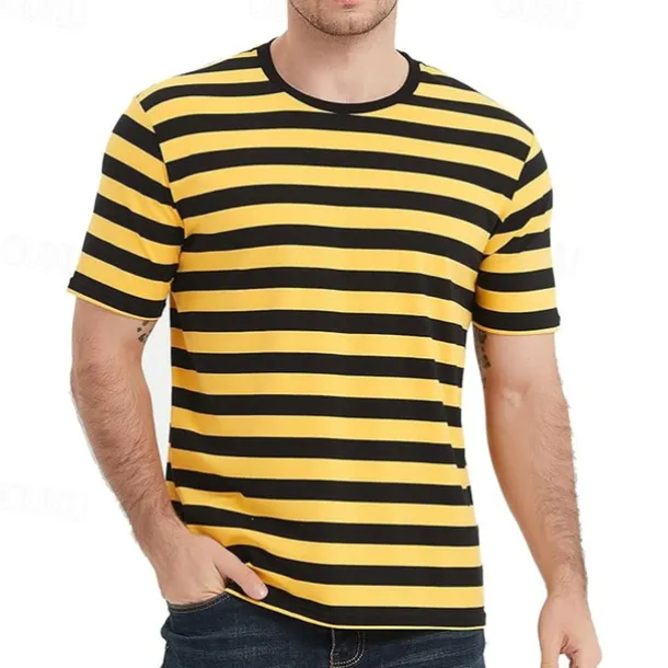 Men's T Shirt Tee Short Sleeve Shirt Tee Top Short Sleeve Crew Neck Spring & Summer Striped Fashion Designer Basic Vacation Street Going out Black Yellow Red Top Tee for Men
