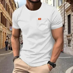 Men's T Shirt Tee Short Sleeve Shirt Tee Top Short Sleeve Crew Neck Spring & Summer Plain Fashion Designer Basic Sexy Vacation Street Going out Black White Dark Navy Top Tee for Men
