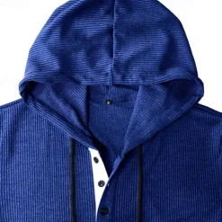 Men's T Shirt Tee Short Sleeve Shirt Tee Top Short Sleeve Hooded Summer Plain Fashion Designer Basic Buttons Vacation Street Going out Wine Black Blue Top Tee for Men