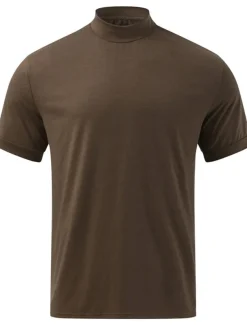 Men's T shirt Tee Tee Top Plain Turtleneck Street Vacation Short Sleeves Knitting Clothing Apparel Fashion Designer Basic