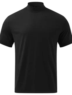 Men's T shirt Tee Tee Top Plain Turtleneck Street Vacation Short Sleeves Knitting Clothing Apparel Fashion Designer Basic