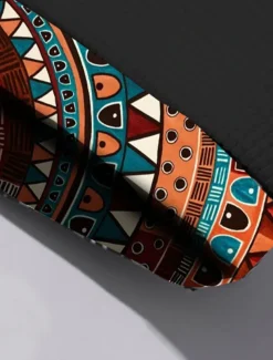 Men's T Shirt Tee Top Short Sleeves Crew Neck Summer Color Block Tribal Fashion Designer Ethnic Vacation Going out Casual Daily Black White Red Top Tee for Men