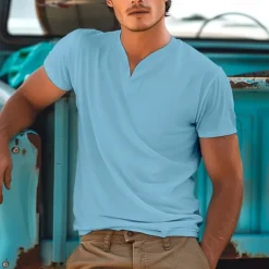 Men's T Shirt Tee Top Short Sleeve V Neck Summer Plain Sports Fashion Lightweight V Neck Vacation Casual Holiday Dark Grey Black White Top Tee for Men